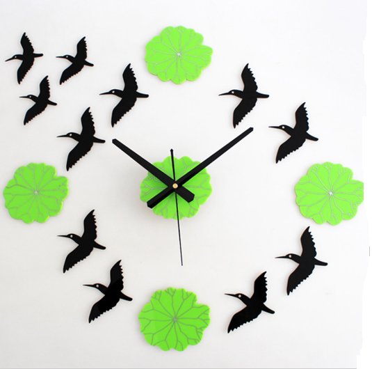 Unique Lotus Leaf Bird Wall Clock