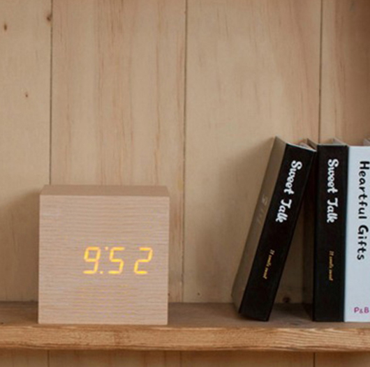 Cube Wooden LED Alarm Clock Despertador