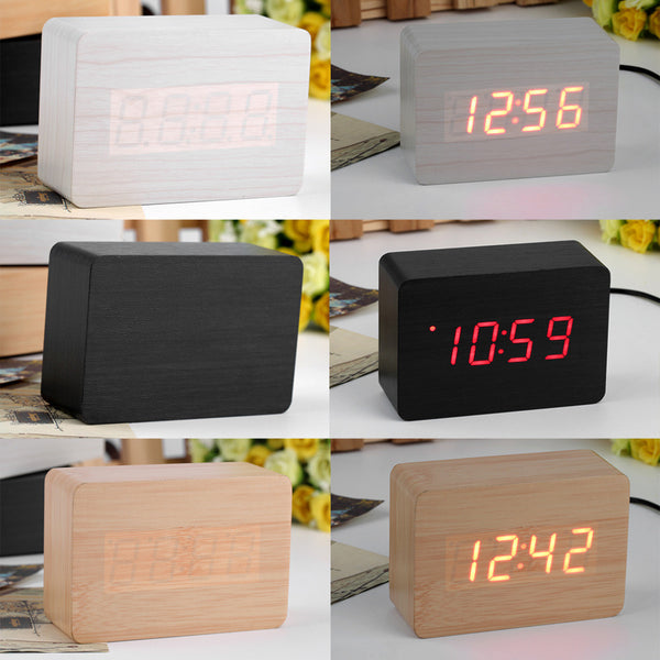 Modern Sensor Wood Clock Dual Digital Alarm Clock